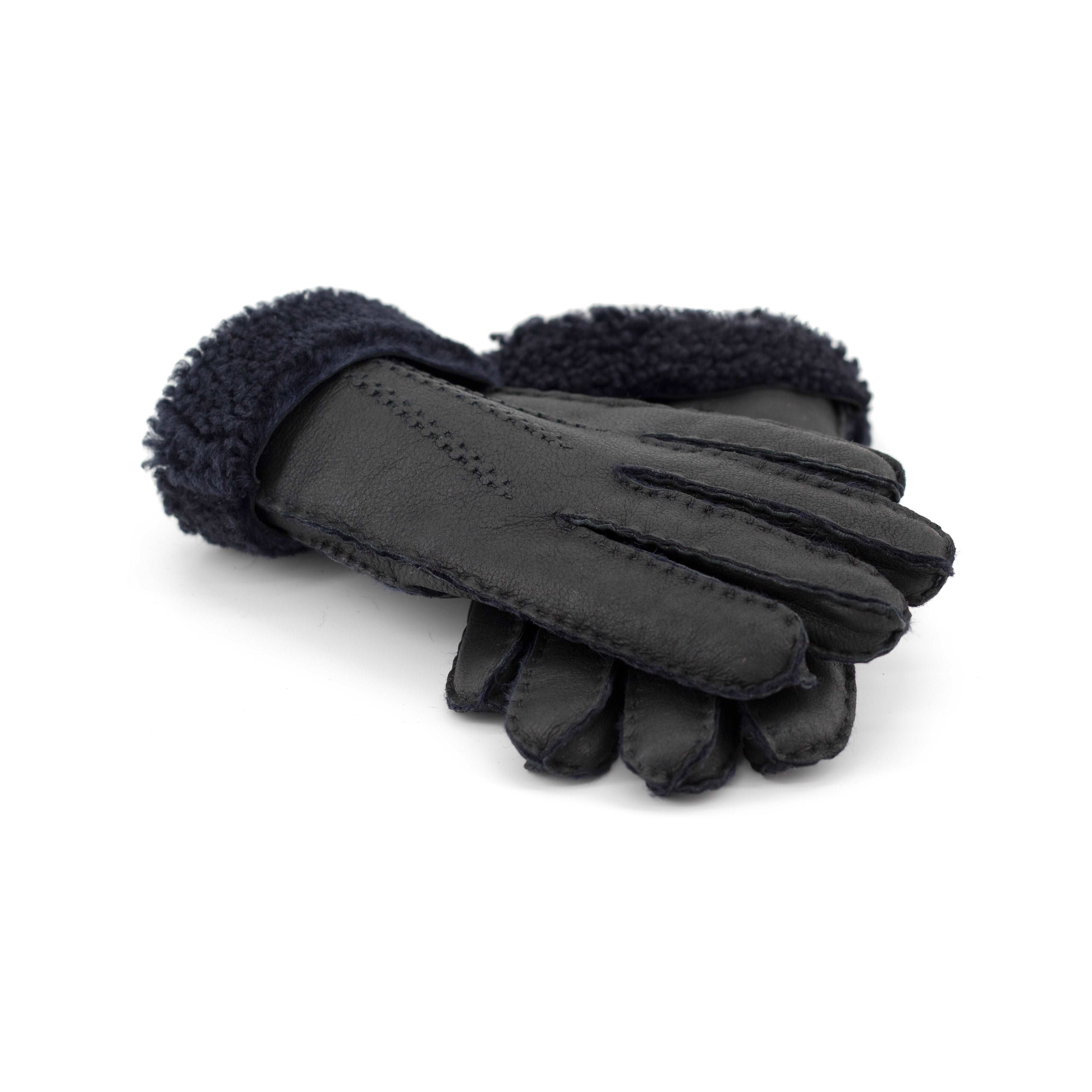 Gants en peau de mouton nappa noire - Dgrandiose