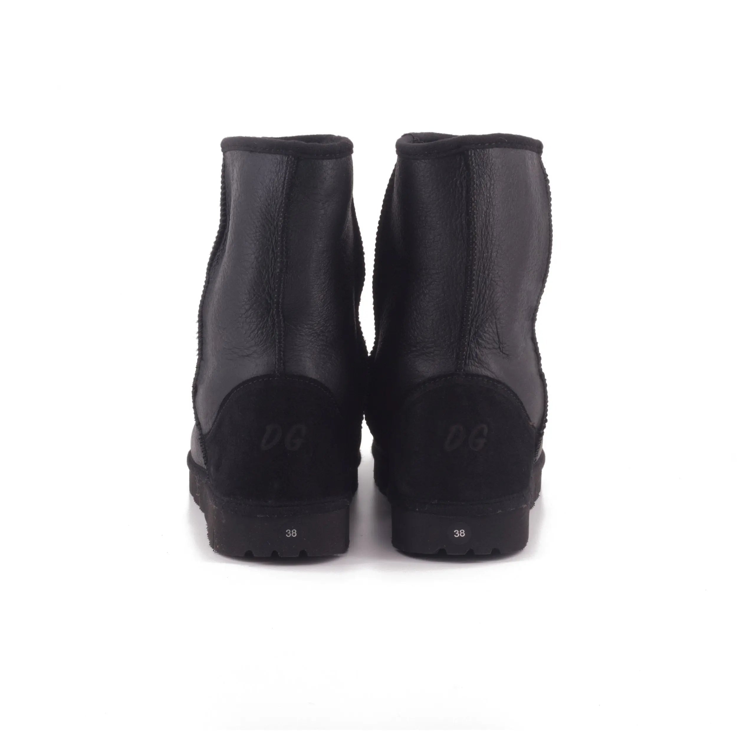 Boots noires peau en mouton - Dgrandiose