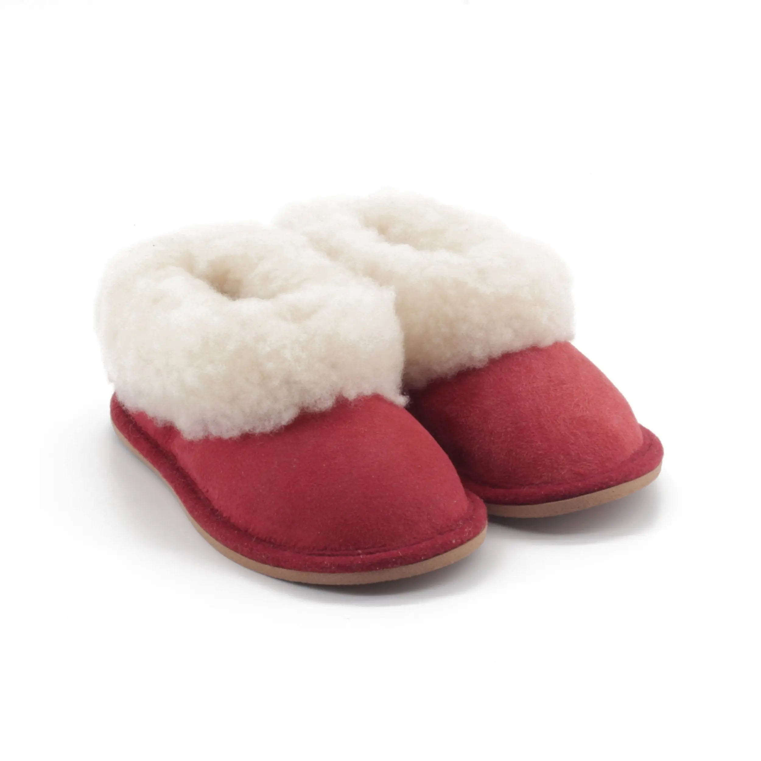 Chaussons enfant rouges en peau de mouton - Dgrandiose