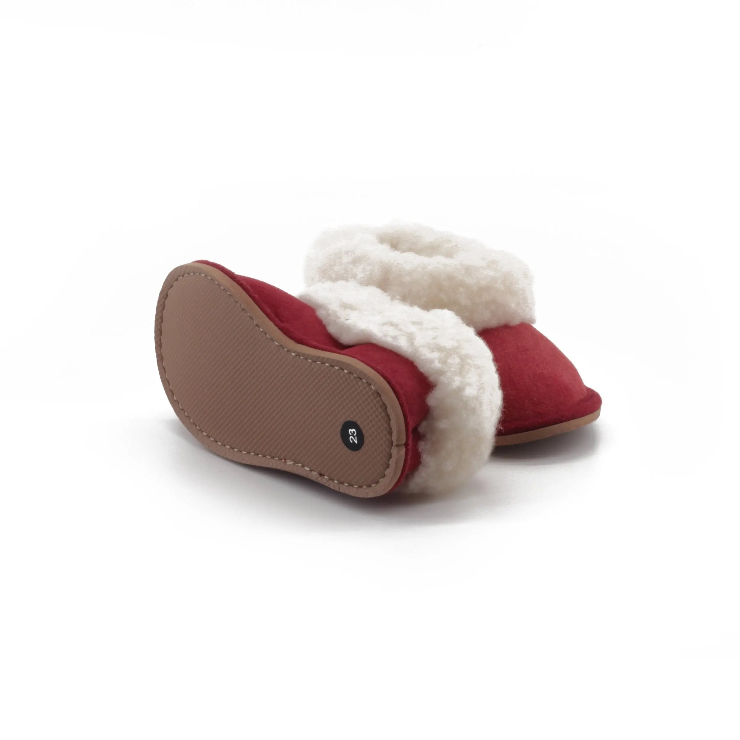 Chaussons enfant rouges en peau de mouton - Dgrandiose