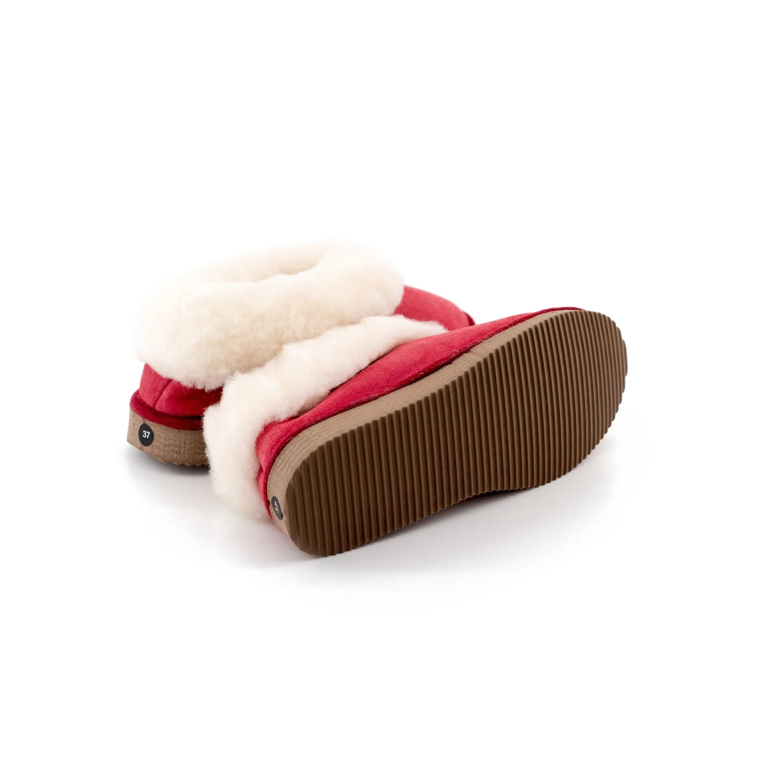 Chaussons mixte rouge en peau de mouton - Dgrandiose
