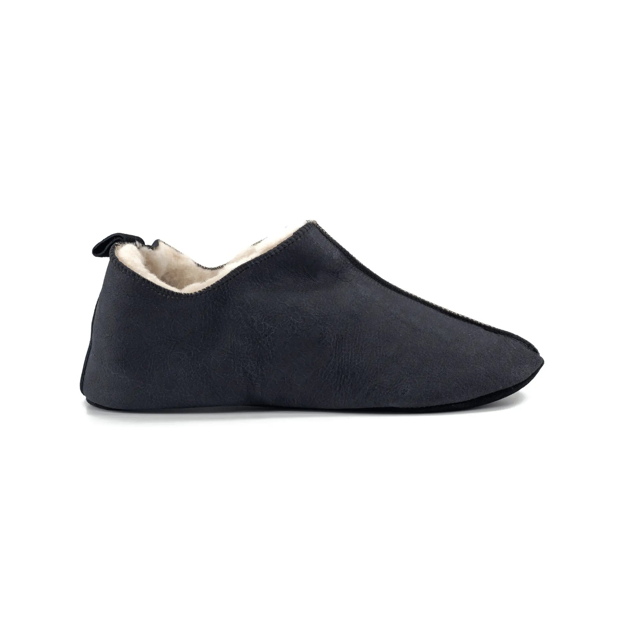 Chaussons souple noir en laine de mouton - Dgrandiose