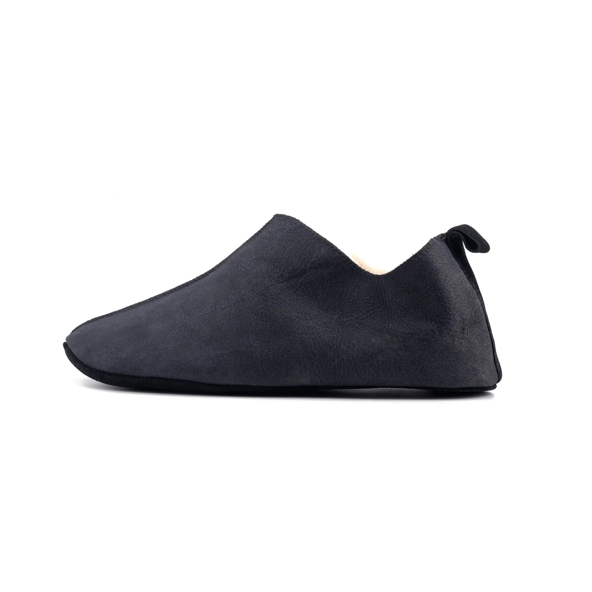 Chaussons souple noir en laine de mouton - Dgrandiose