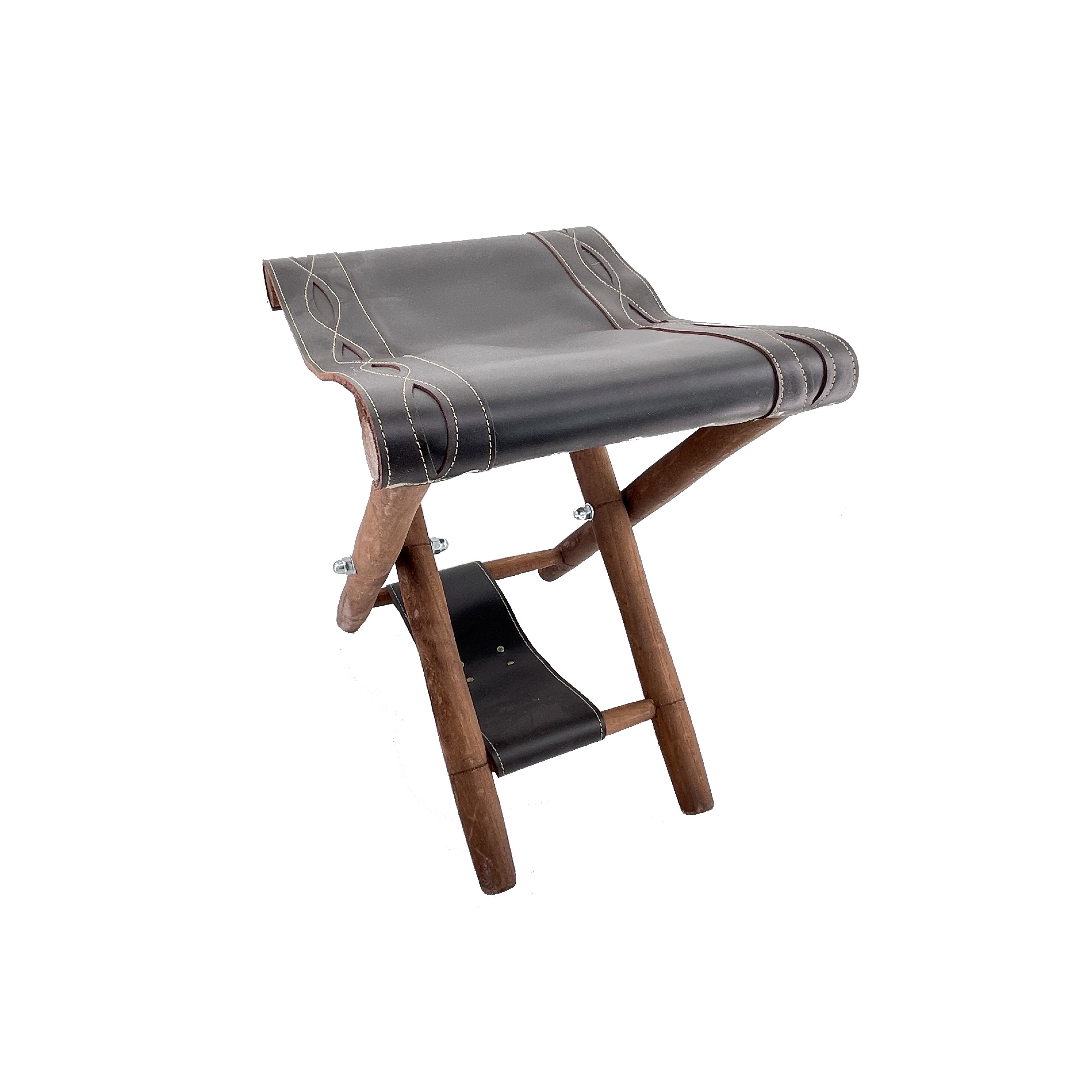 Petit tabouret en cuir - Dgrandiose