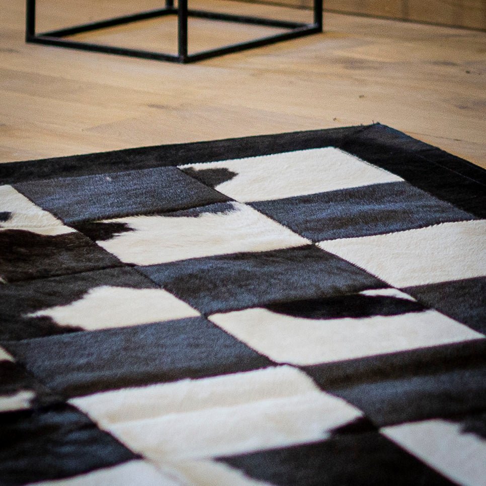 Tapis Patchwork noir et blanc - Dgrandiose