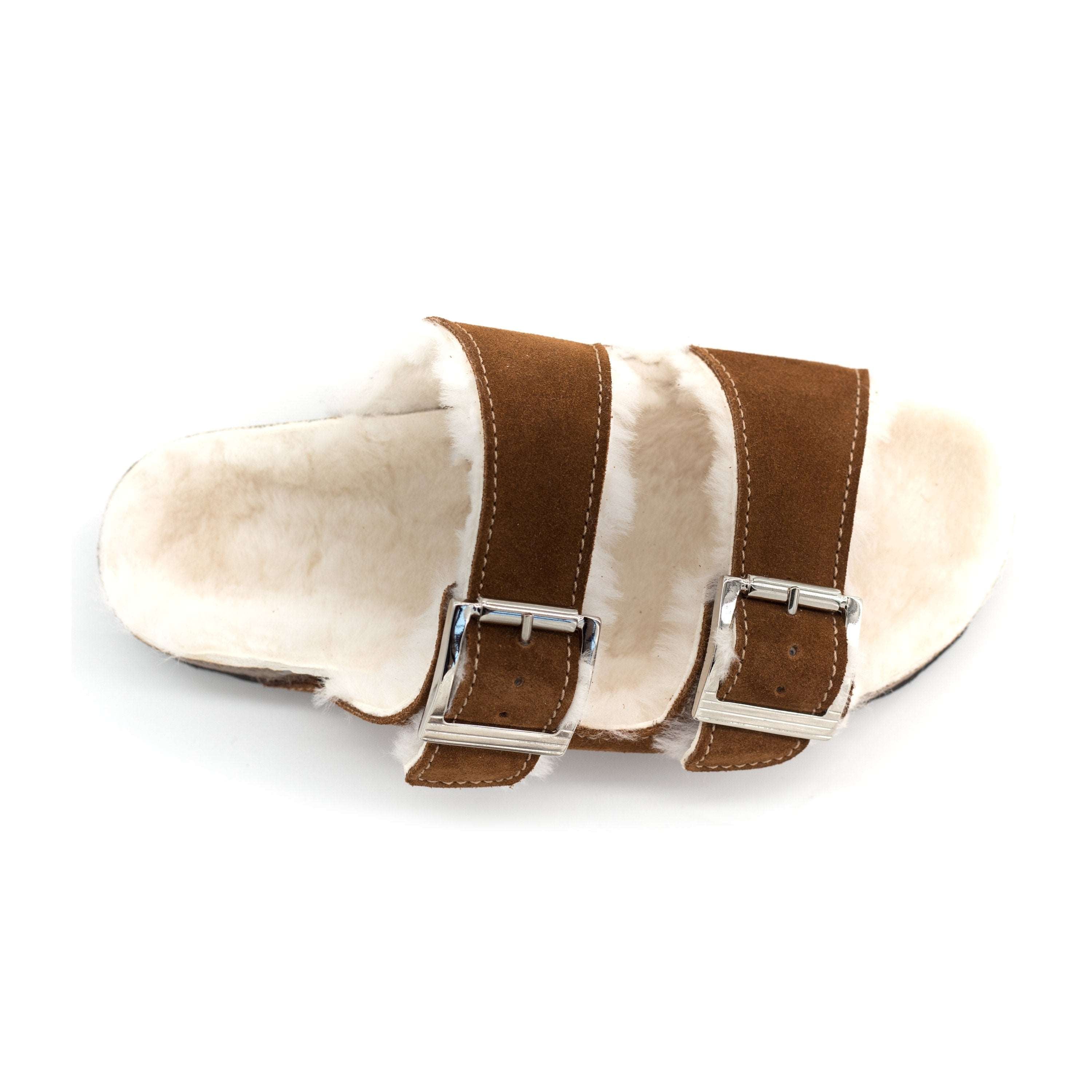 Sandales LISBONNE à double bandes en laine de mouton - Dgrandiose