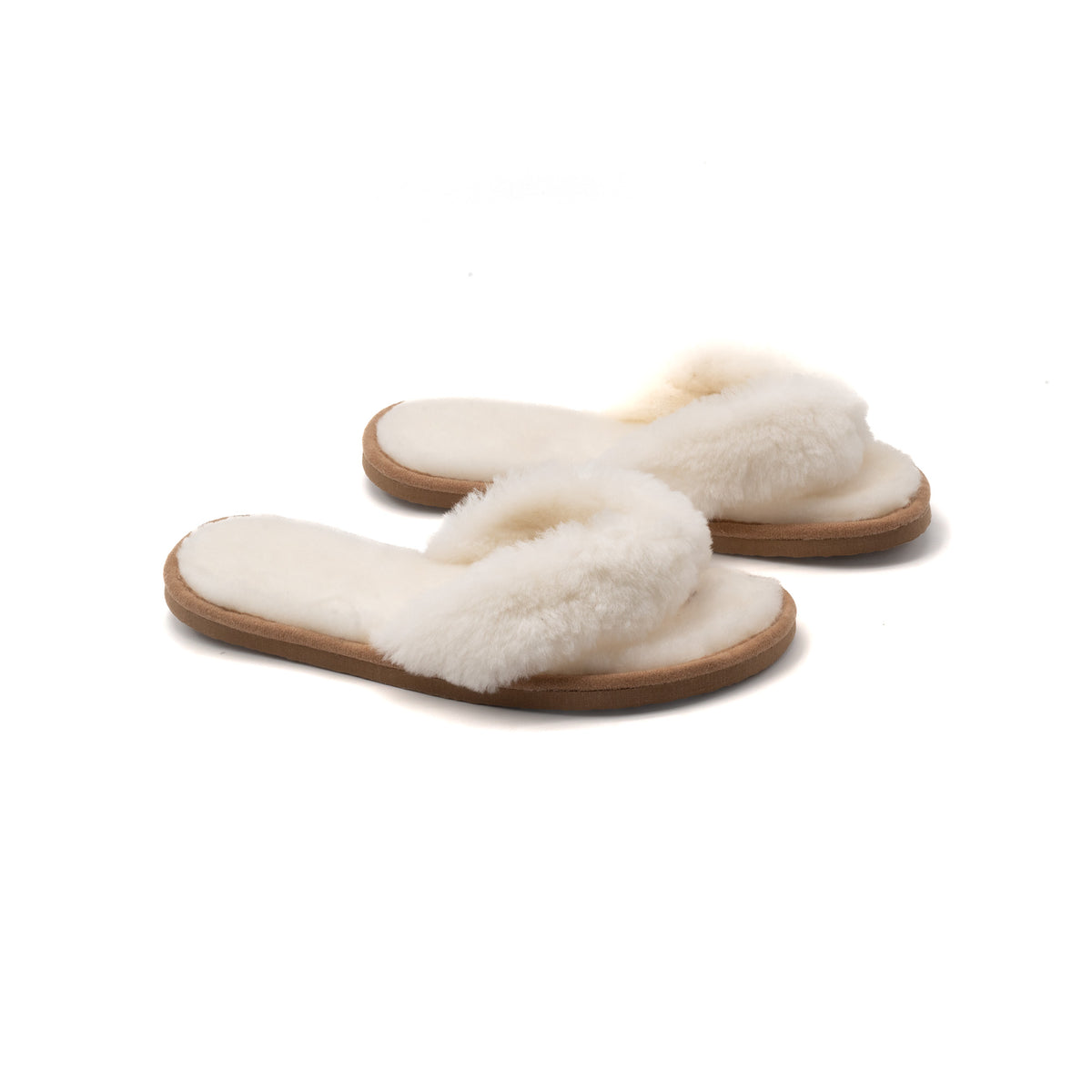 Tongs blanches en peau de mouton Dgrandiose