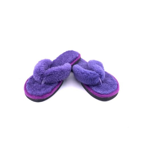 Tongs violettes en peau de mouton - Dgrandiose